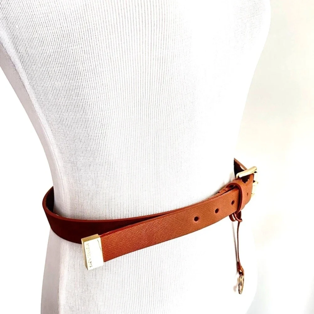 Michael Kors Genuine Leather Belt Size XS Brown Gold 1